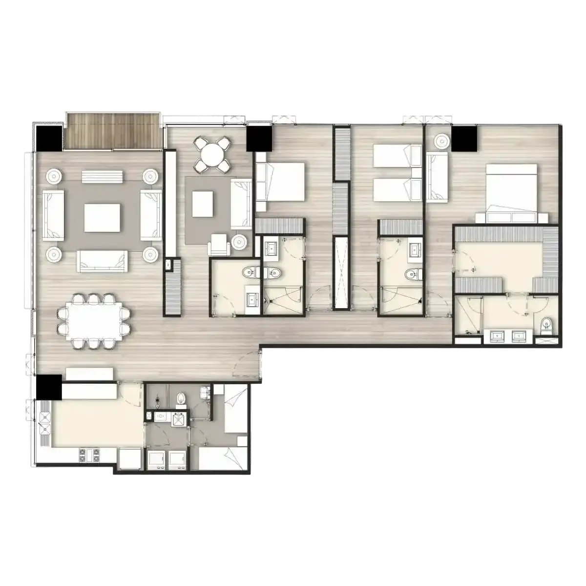 Plano de departamento pent-house de 224 m² - El Bosque Residencial