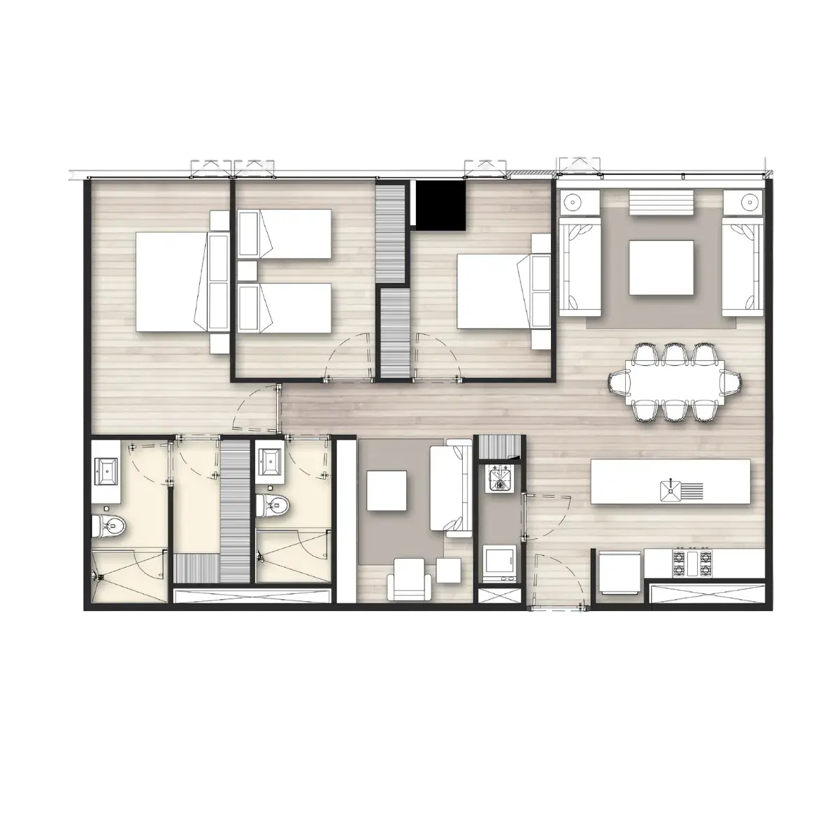 Plano de departamento 121 m2 - El Bosque Residencial