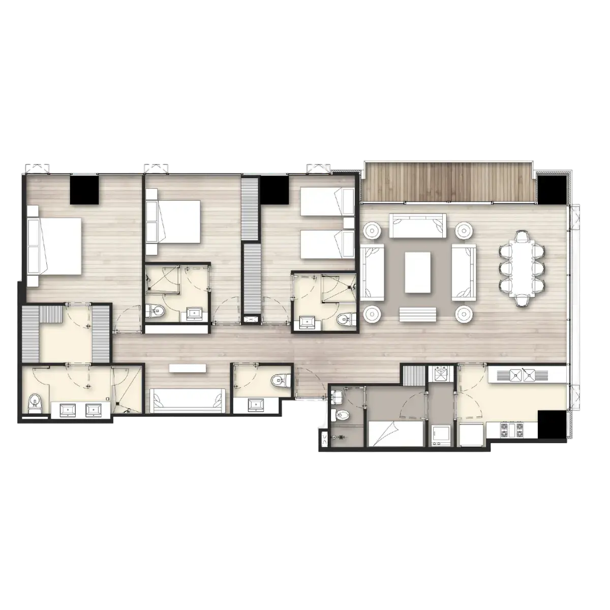 Plano de vivienda 180 m2 - Departamentos El Bosque